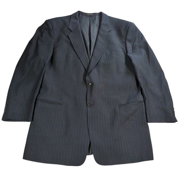 Armani Collezioni 48L Navy Wool Sport Coat Blazer Jacket Made Italy Larrimors - Picture 1 of 14